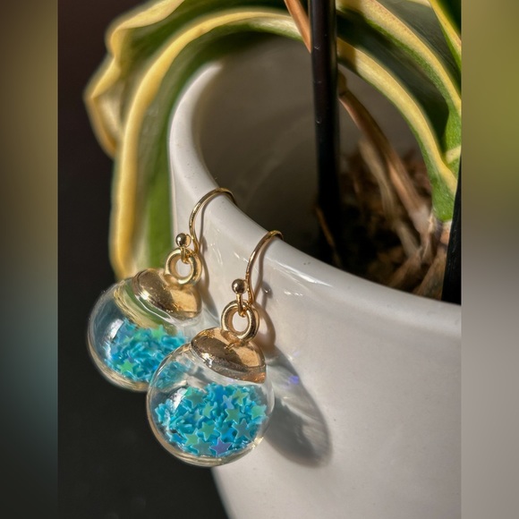 Aqua Wishing Ball Earrings - Picture 3 of 7